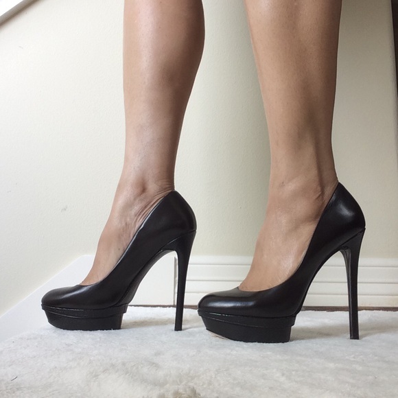 Brian Atwood Black Leather Multicolored Iridescent Platform Stiletto Pumps - Picture 4 of 12